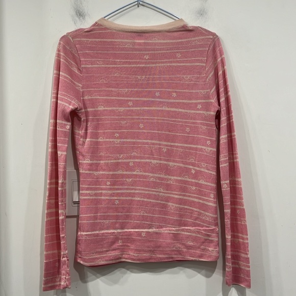 TSE Silk Cashmere Floral Striped Buttoned Pink Cream Cardigan size S - Picture 7 of 9